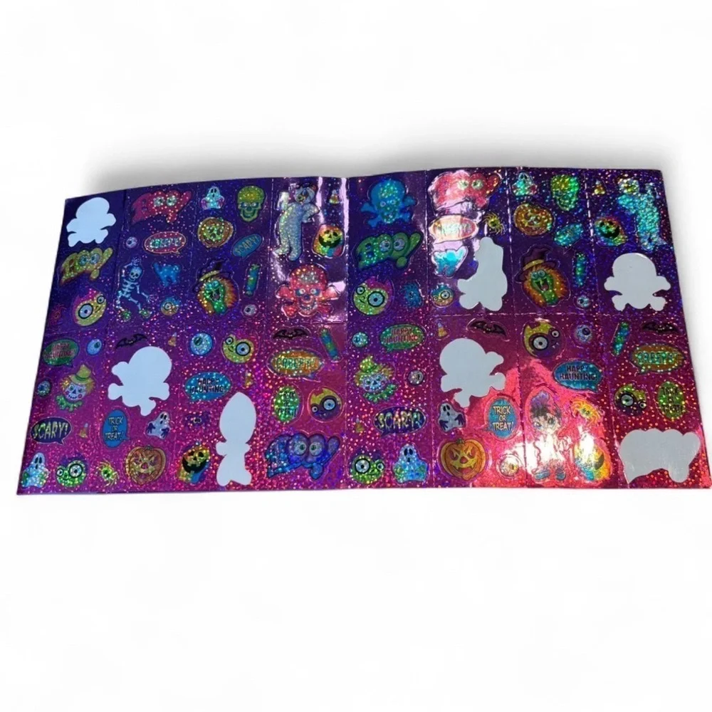 Vintage RARE Lisa Frank Halloween & Winter Holiday Sparkle Sticker Strip Lot
